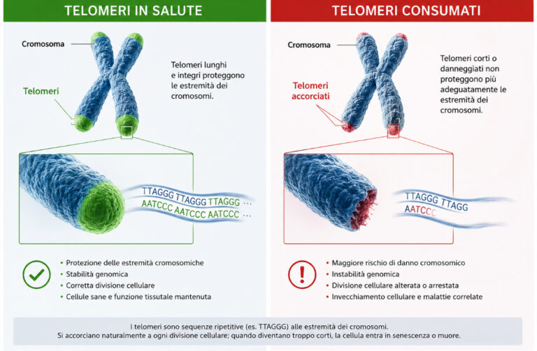 Telomeri: perché il corpo può consumarsi prima del tempo